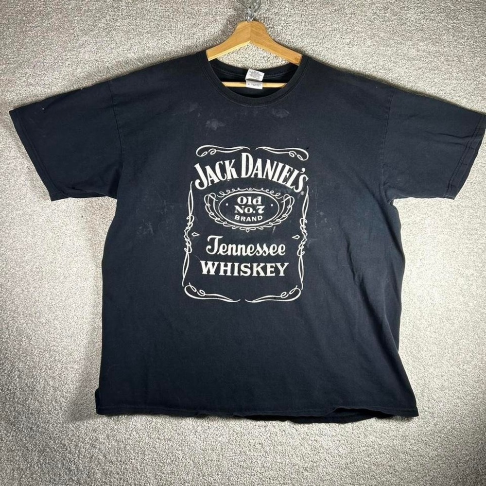 Y2K Jack Daniel's whiskey faded and distressed black tee shirt tshirt XL